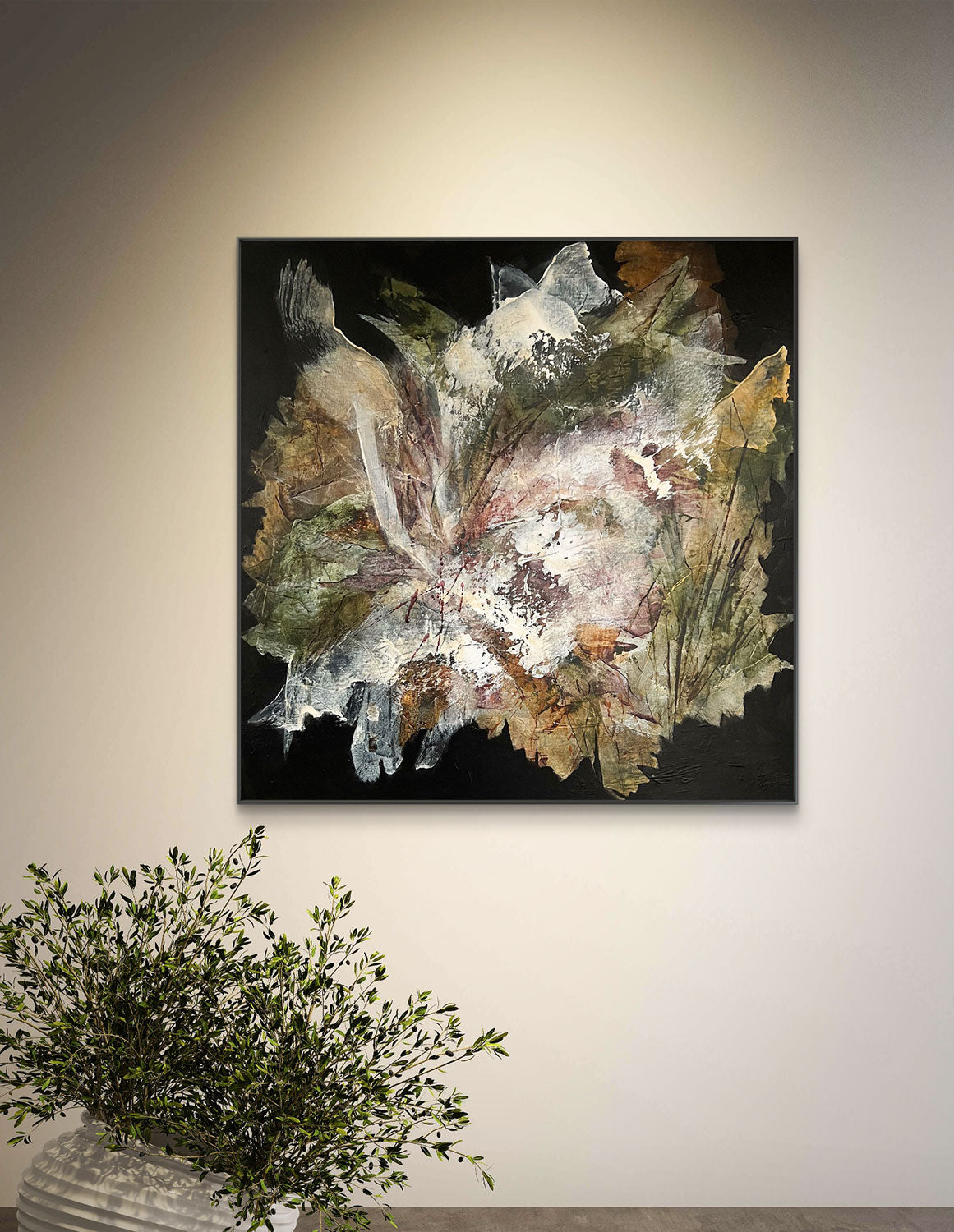 Drifting leaves, original abstract painting