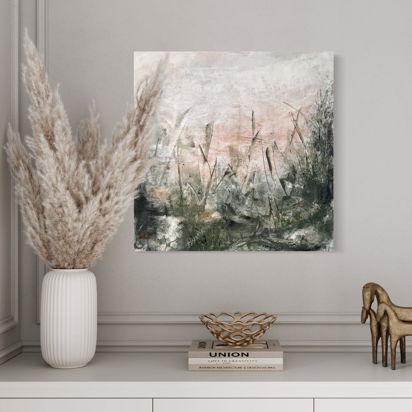 By the reeds, original abstract painting